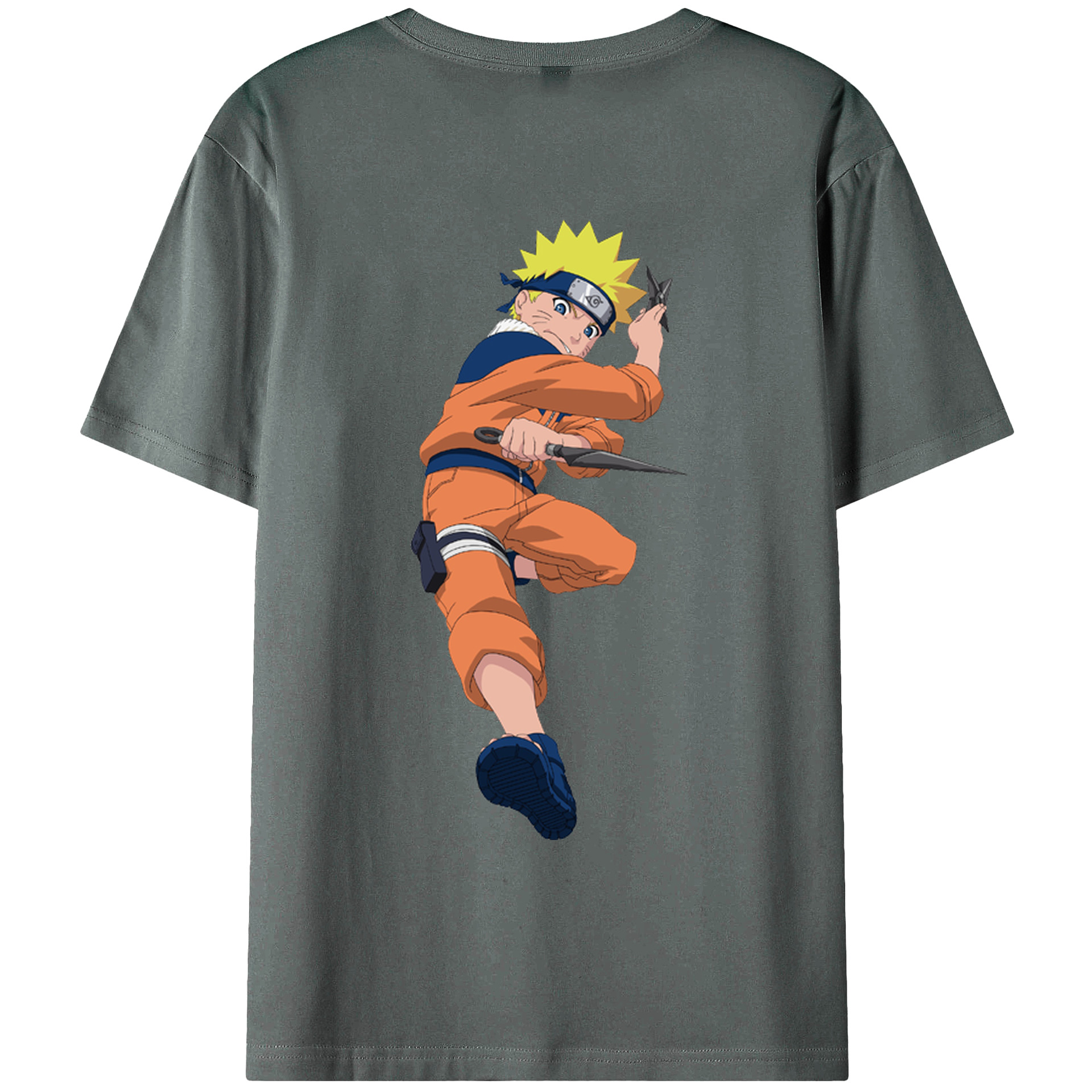 （画像用） NARUTO -ナルト- うずまき ナルト Uzumaki Naruto 綿100％ メンズ半袖Tシャツ（バックプリント） 通気性
